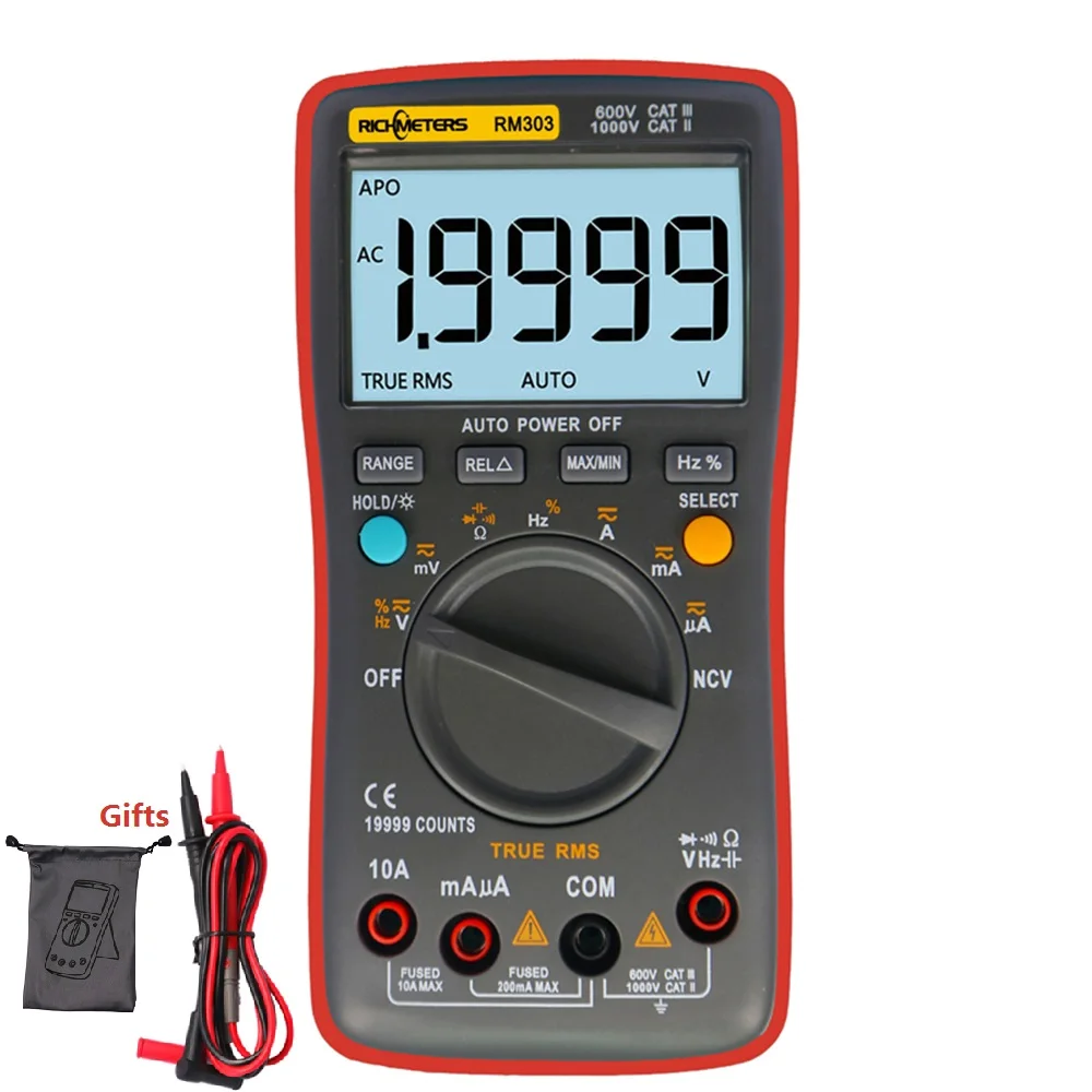 Цифровой мультиметр richmeter RM303 True-RMS 19999 отсчетов Multimetro AC/DC Напряжение Амперметр Ток Ом Транзистор тестер