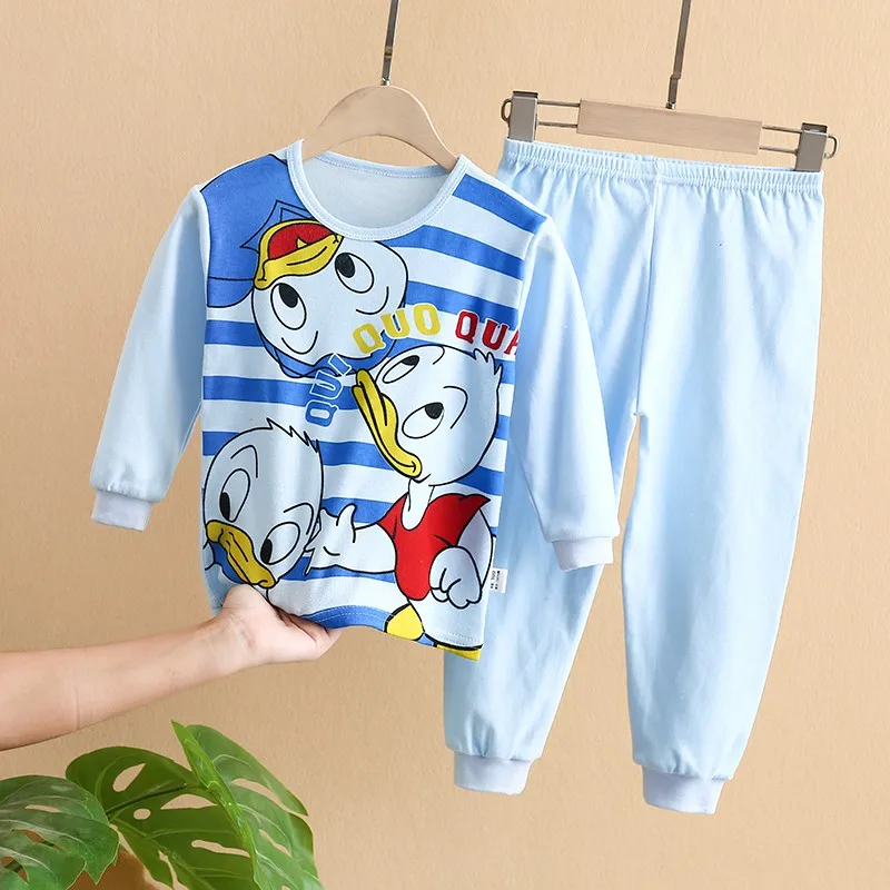 Disney Cartoon Toddler Long Sleeve Suit Infantil Autumn Clothing 100% Cotton 0 1 2 Years Old Baby Sleepwear Set Boys Girls 2PCS | Детская