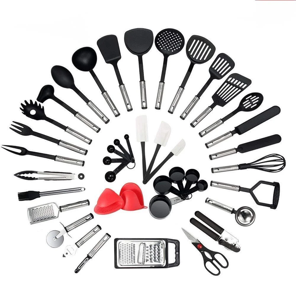 

Кухонная утварь, полные инструменты, ложка, посуда, посуда, нержавеющая сталь, нейлон, антипригарный шпатель, набор кухонных принадлежносте...