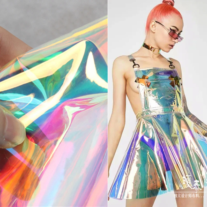 0 2 мм ТПУ ткань прозрачный радужный лазер ПВХ водонепроницаемый DIY дождевик мешки