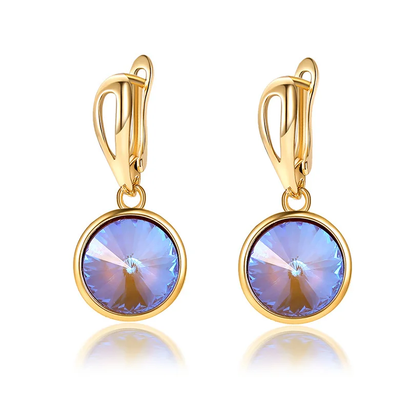 Новые Круглые разноцветные висячие серьги из натурального циркония женские