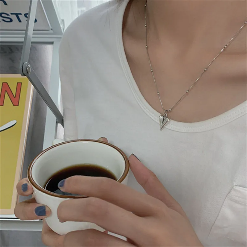 

925 Silver Girls Delicate Beads Chain Heart Pendant Necklace Women Birthday Party Wedding Luxury Jewelry Fashion Retro Chokers