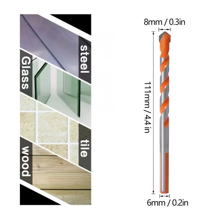 

5Pcs 8mm Drill Bits set Alloy Head Multifunctional Hand Tool for Wood Wall Hole Opening