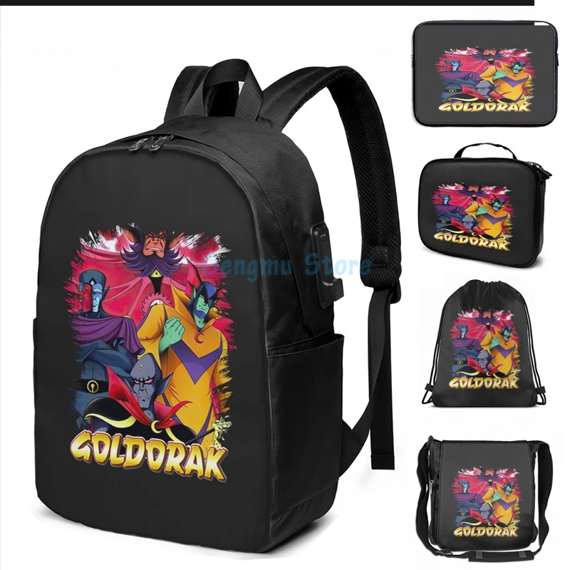 Забавный школьный рюкзак с графическим принтом Goldorak (грендар) Force de Vega USB зарядкой