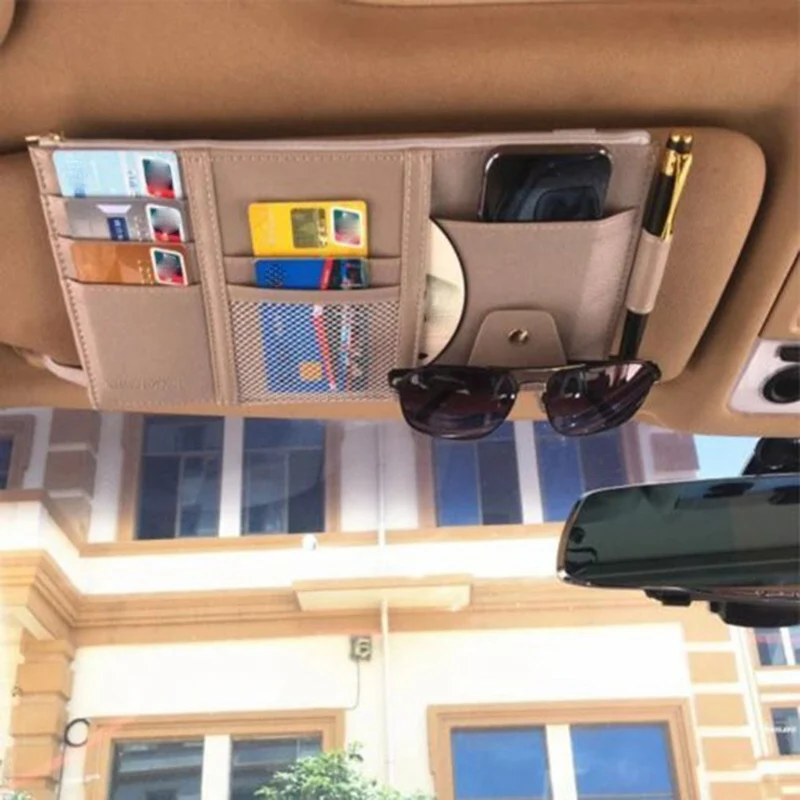 

Car Auto Sun Visor Point Pocket Organizer Bag Card Glasses Storage Holder Sun Visor Clip Auto Interior Accessories
