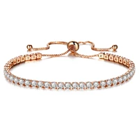 fashion round cubic zirconia tennis adjustable bracelet bangle for women new charm crystal chain bracelets wedding jewelry gifts