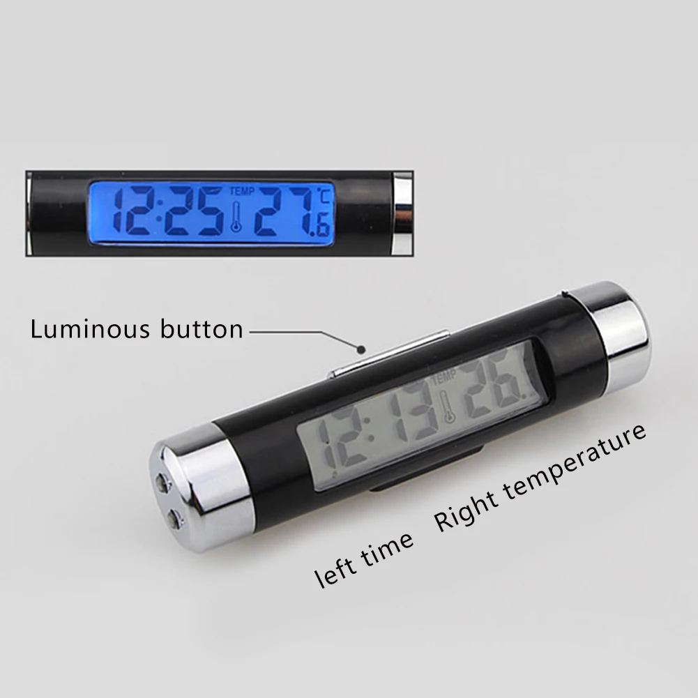 

2 in 1 Backlight LED Car Clock Digital Display Car Air Vent Mount Time Clock Thermometer Auto Ornament Car Accessories Gifts