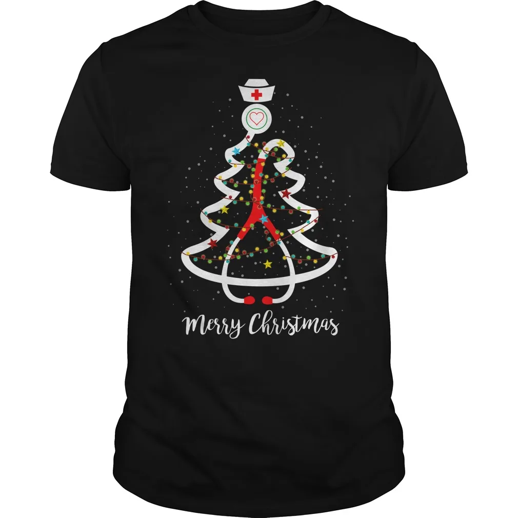 

Funny Christmas Tree Nurse Merry Christmas Mens T-Shirt. Summer Cotton Short Sleeve O-Neck Unisex T Shirt New S-3XL