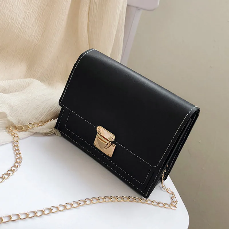 

Crossbody Bags for Women PU Lock Small Square Bag Fashion Solid Color Ladies Bag Wild Chain Women's Shoulder Bag