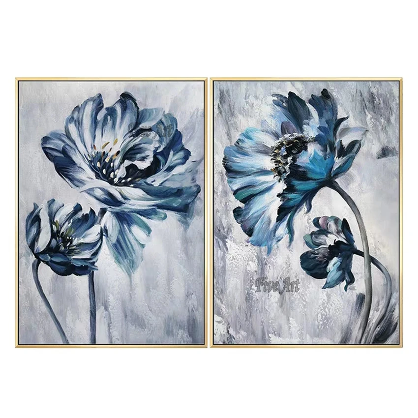

Abstract 2PCS Flower Oil Painting 100% Hand-painted Wall Decoration Canvas Art Abstract Acrylic Flower Artwork Design Unframed