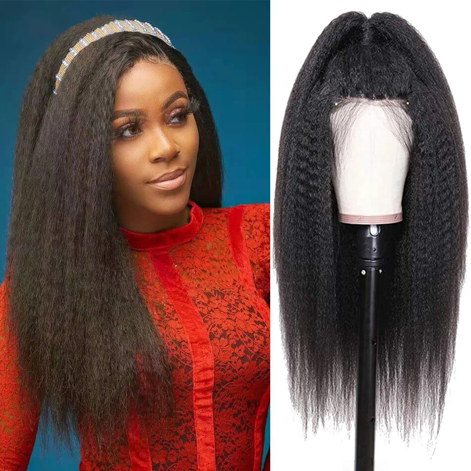 

Kinky Straight 13x4 13x6 Lace Frontal Wig 4x4 Lace Closure Wig Brazilian Human Hair Wig Natural Color Pre-plucked Hairline 180%