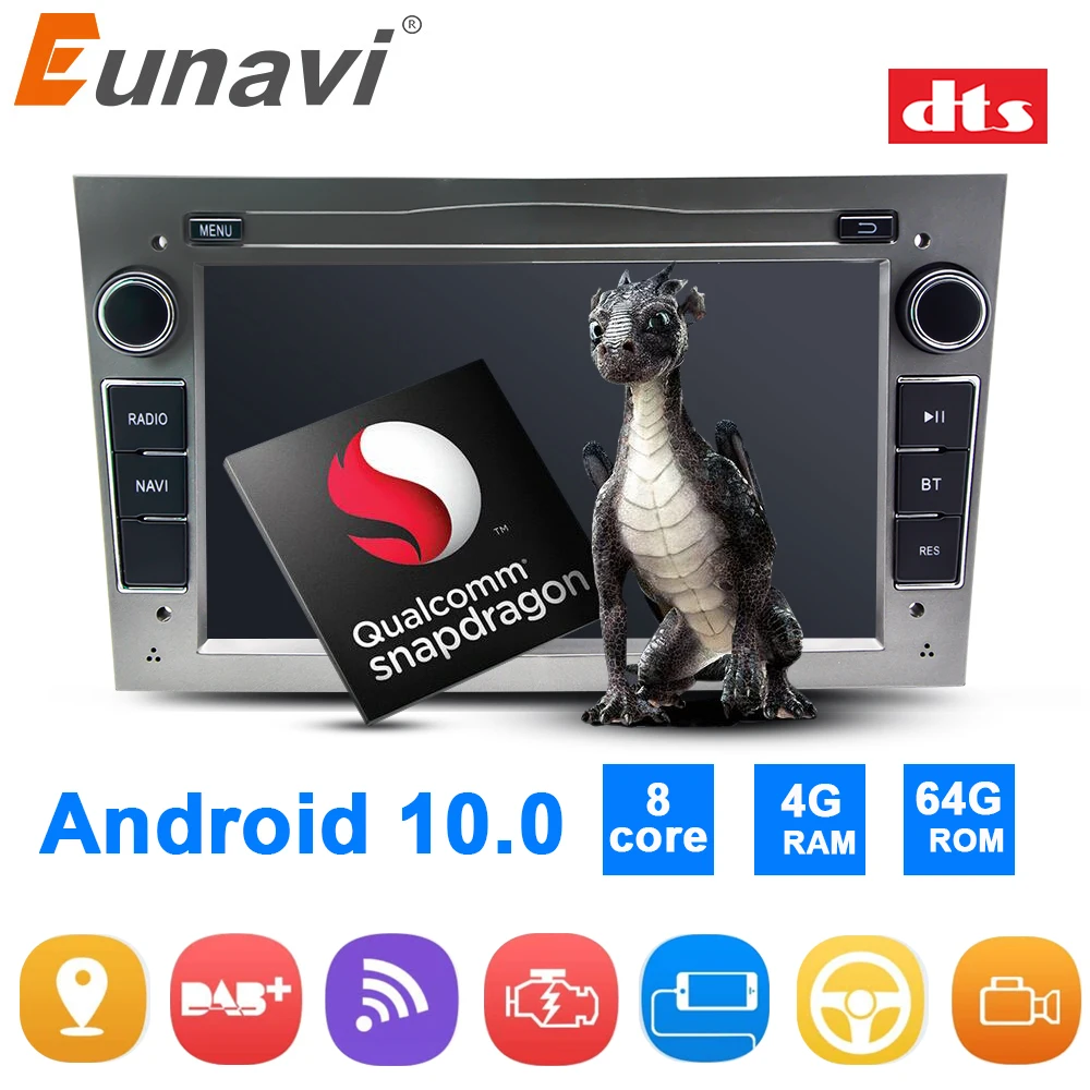 Eunavi 4G + 64G Android 10 2 Din автомобильное радио GPS для Opel Vauxhall Astra H G J Vectra Antara Zafira Corsa Vivaro Meriva