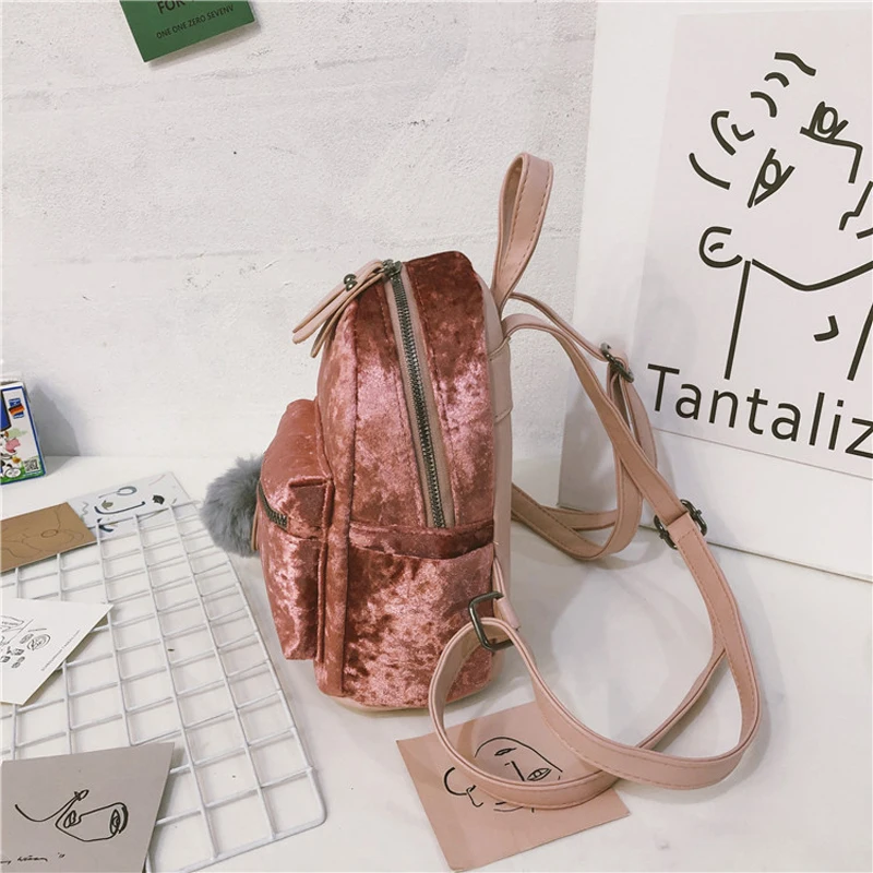 Мини женские бархатные рюкзаки корейский стиль школьные сумки для колледжа