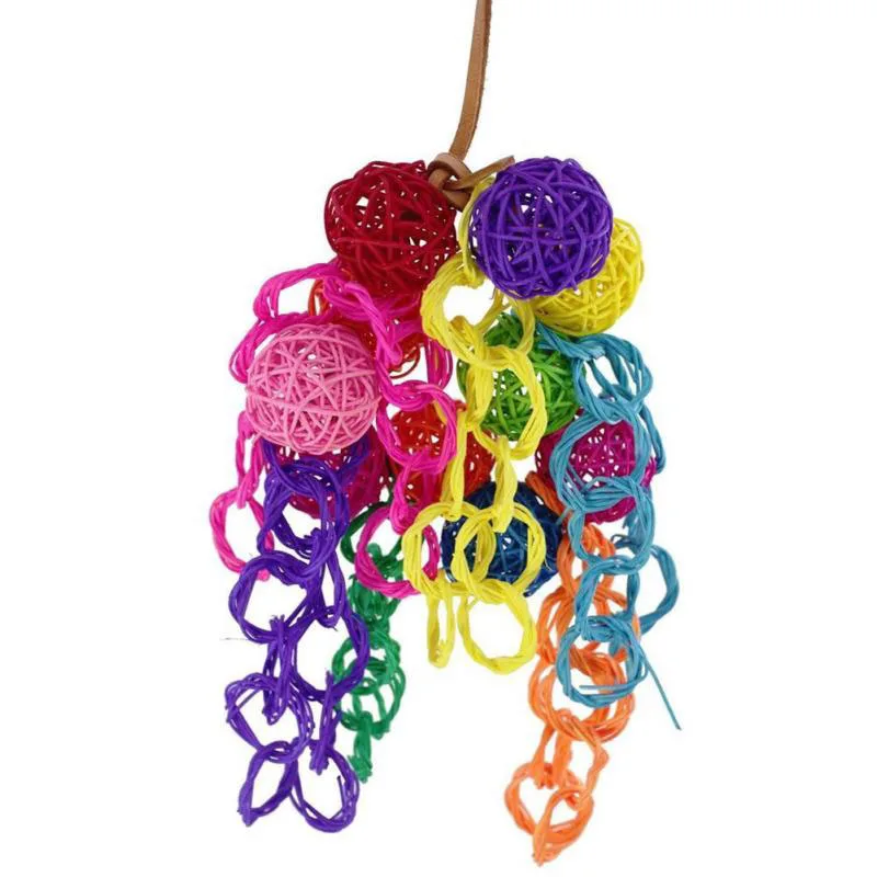 

1pcs Parrot Pet Bird Chew Hang Toys Parakeet Cockatiel Wood Rope Cave Ladder Chewing Funny Hanging Colorful Toy Pet Supplies