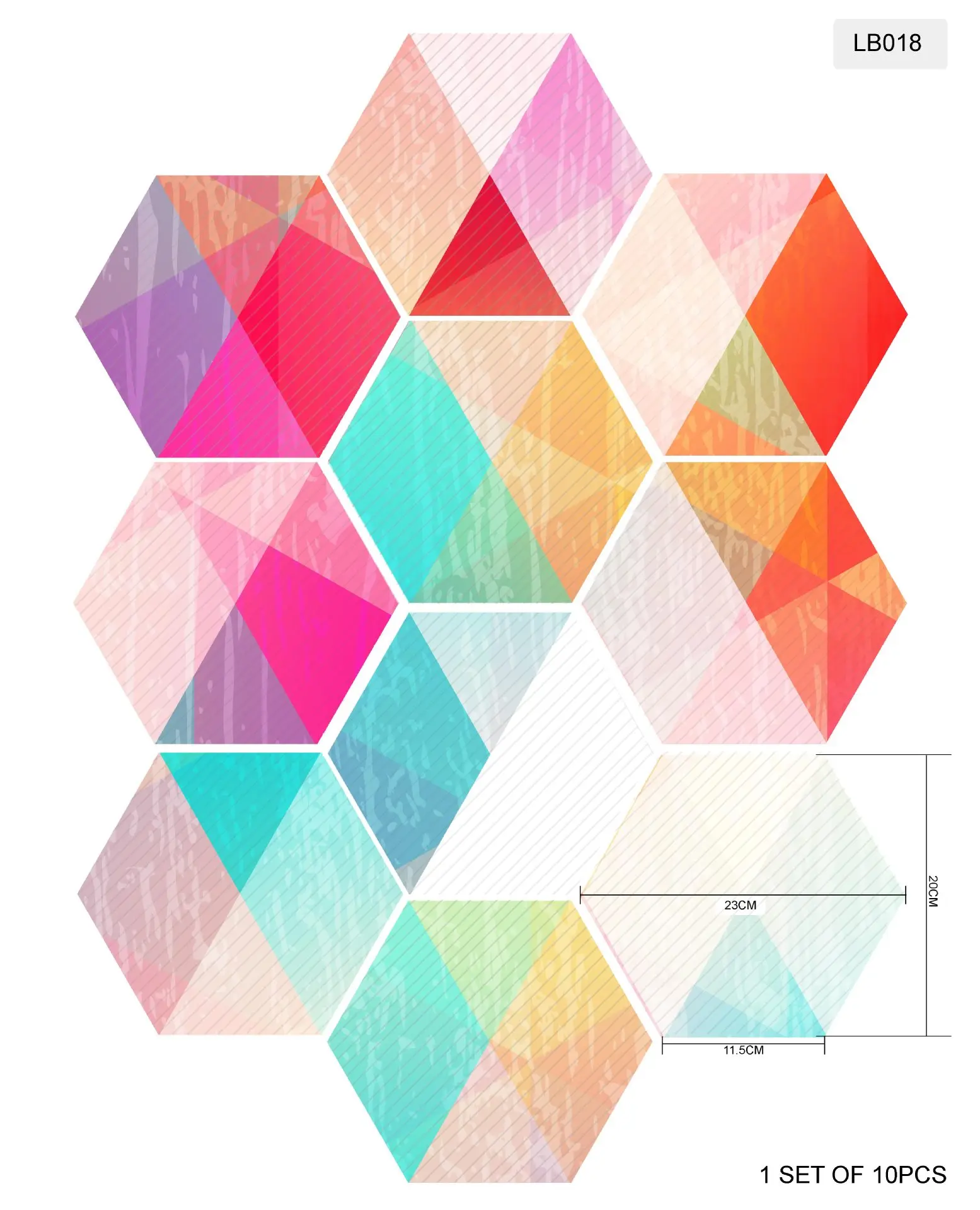 Радужная шестиугольная наклейка на плитку настенная ПВХ Наклейка стену