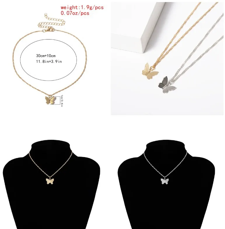 

Vintage Metallic Gold Chain Butterfly Pendant Necklace Butterfly Pendant Women Ladies Necklace Jewelry for Valentine's Day Gifts
