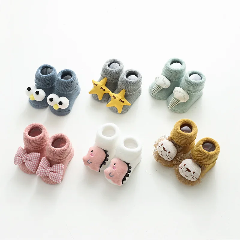 Calcetines de algod&oacute;n suave para beb&eacute;s, medias antideslizantes con dibujos de animales, para Primavera, Oto&ntilde;o e Invierno-1