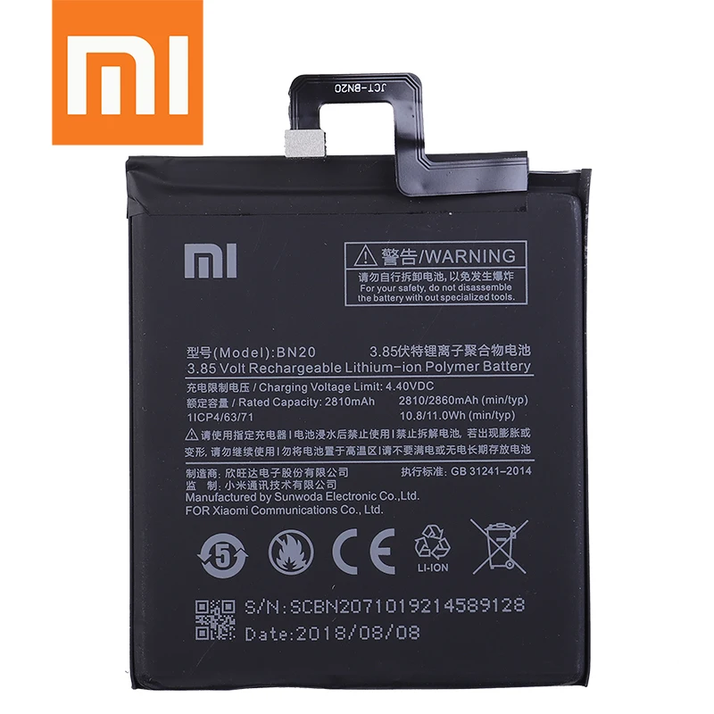 Xiao mi 100% оригинал BN20 2860 мАч батарея для Xiaomi Mi 5C M5C Mi5C высокое качество сменные