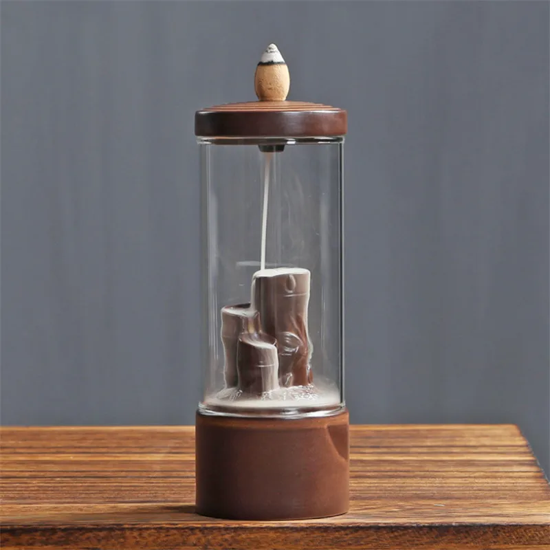 Курильница Водопад из акрила с защитой от ветра и 20 конусов|Благовония