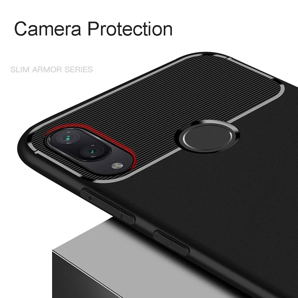 Для Xiaomi Redmi Note 7 Pro Чехол из углеродного волокна противоударные мягкие ТПУ чехлы