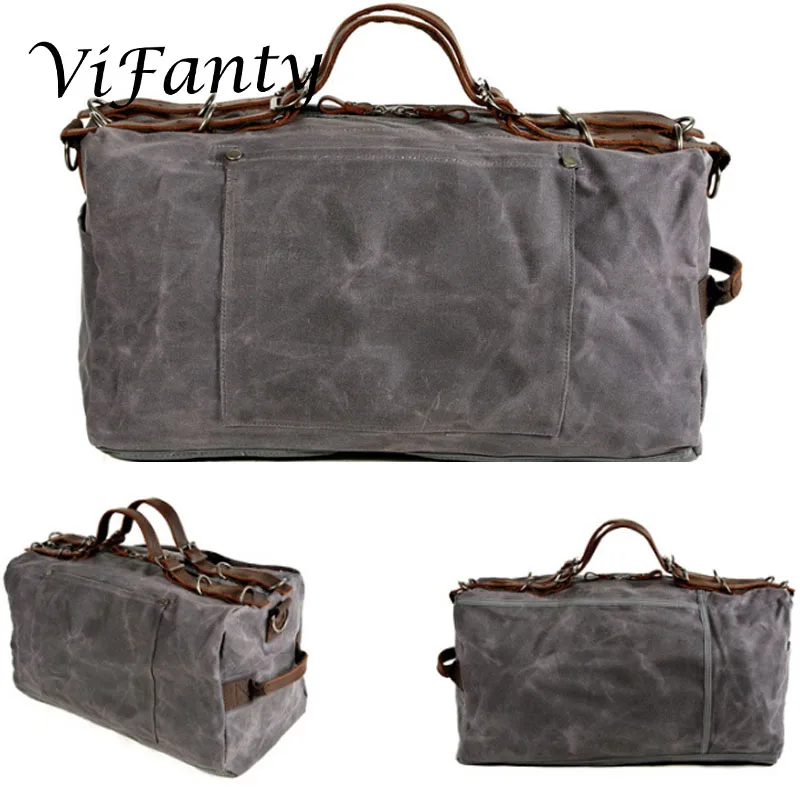 Вощеная холщовая водостойкая дорожная вещевая сумка для выходных на