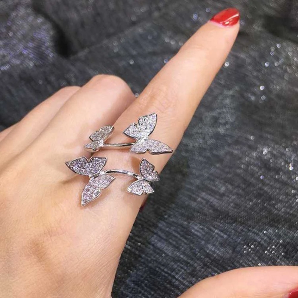 

2020 Temperament Latest Butterfly Open Rings Women's Animal Shape Engagement Ring Female Quality Finger Jewelry