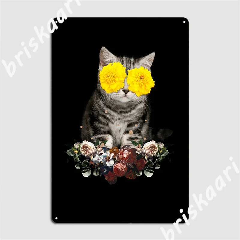 

Милый котенок с цветами, металлический плакат с табличкой, кухня, кинотеатр, гостиная, дизайнерские плакаты с табличкой