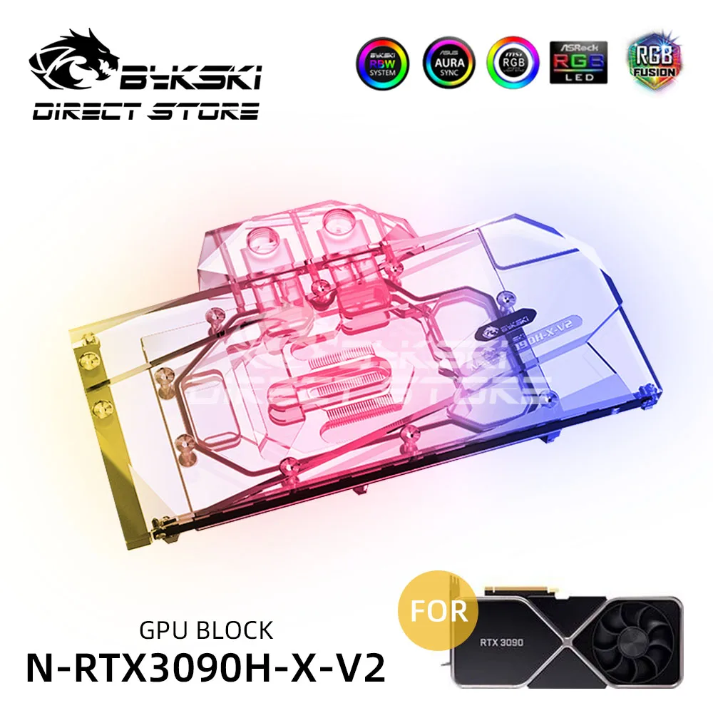

Bykski GPU воды блок 3080 VGA блок для NVIDIA RTX3090/3080 Founders Edition VGA жидкостного охлаждения радиатора Медь N-RTX3090H-X-V2