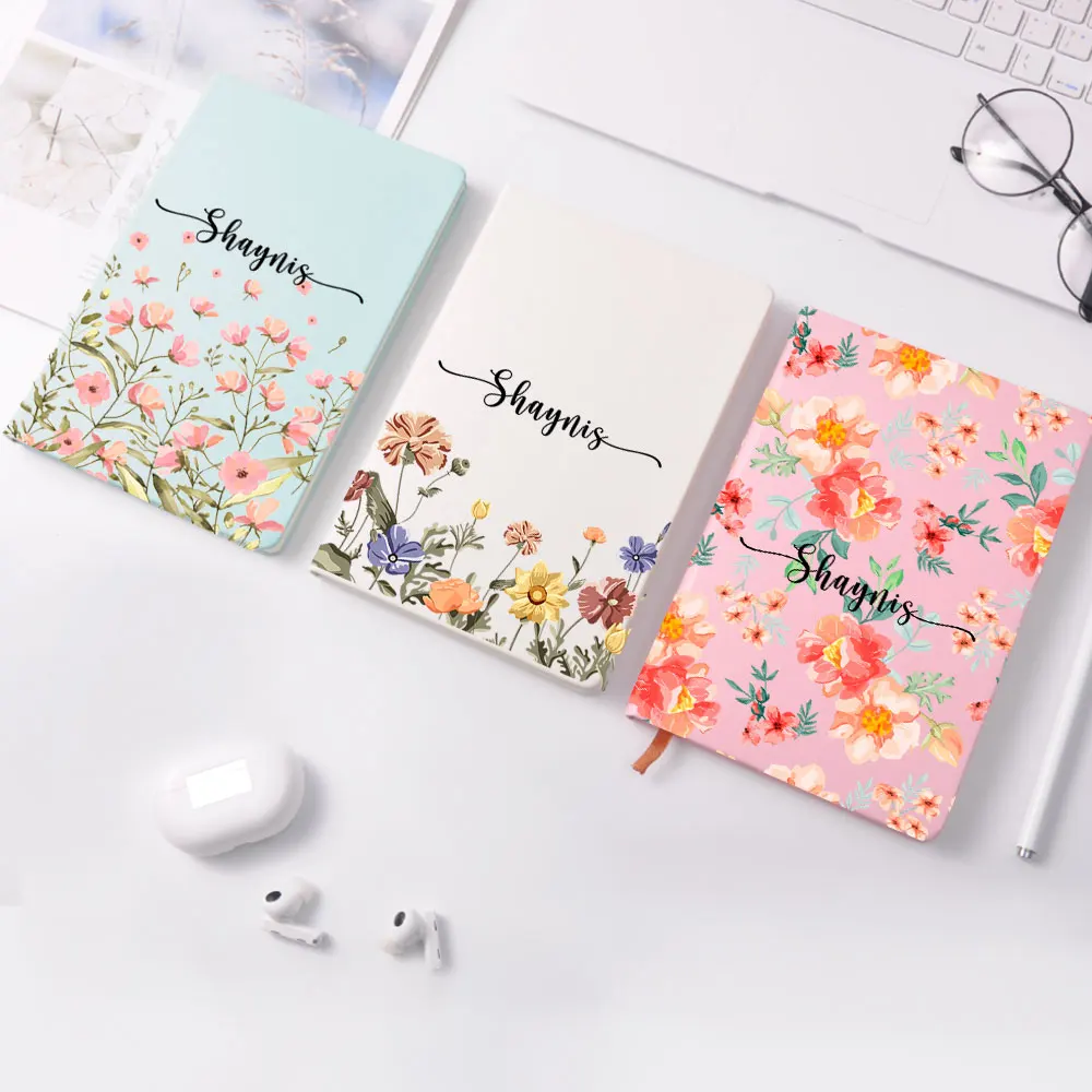 

Custom Name A5 A6 Notebook Color Flower Pink Pattern Notebook Sketch Book Diary School Office Notebook Custom Text Picture