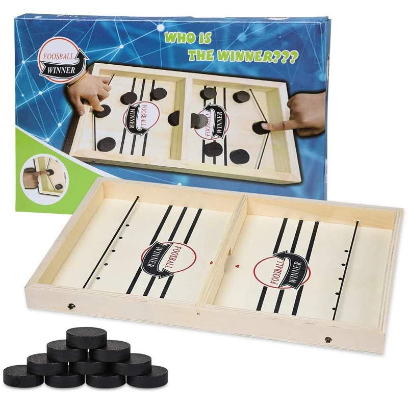 

Hot Fast Hockey Sling Puck Game Table Foosball Winner Catapult Chess Interactive Table Toys for Adults Kids Children