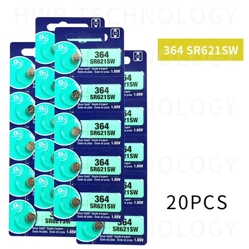 20 шт./лот розничная торговля долговечные 364 SR621SW V364 SR60 SR621 AG1 часы Батарейная кнопка
