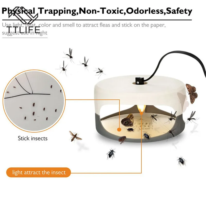 

TTLIFE Useful Sticky Dome Flea Trap Lamp Refill Non-Poisonous with 2 Stickers Safe Agriculture Tools Sticky Dome Flea Trap Lamp