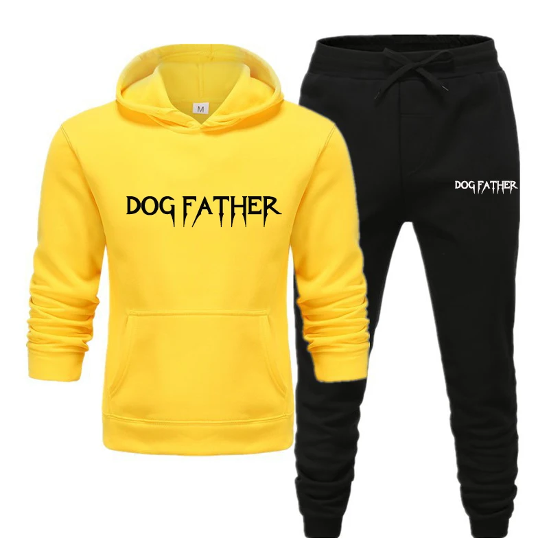 2020 Hot Brand Men's Pullover Hooded Autumn/Winter Sets Dog Father Letter Printed Hoodies Sweatpants Two Pieces Set Tracksuit | Мужская