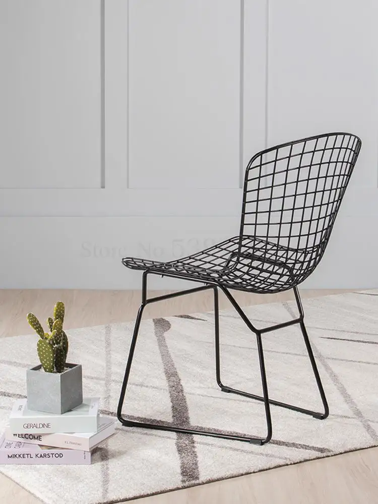 Скандинавский стул из кованого железа искусственное кресло с красной проволокой