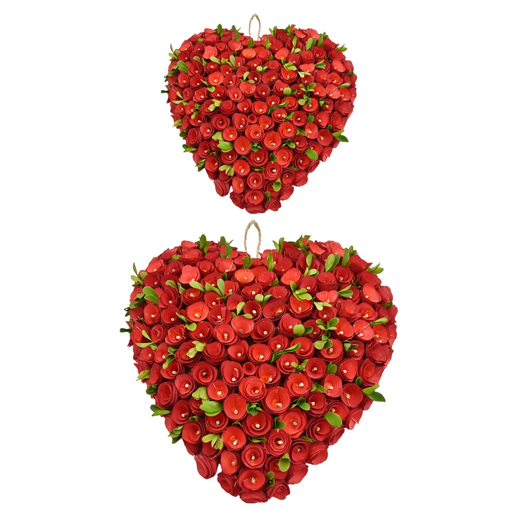 

Деревянный венок в виде сердца на День святого Валентина, красная гирлянда, свадебное украшение для стен