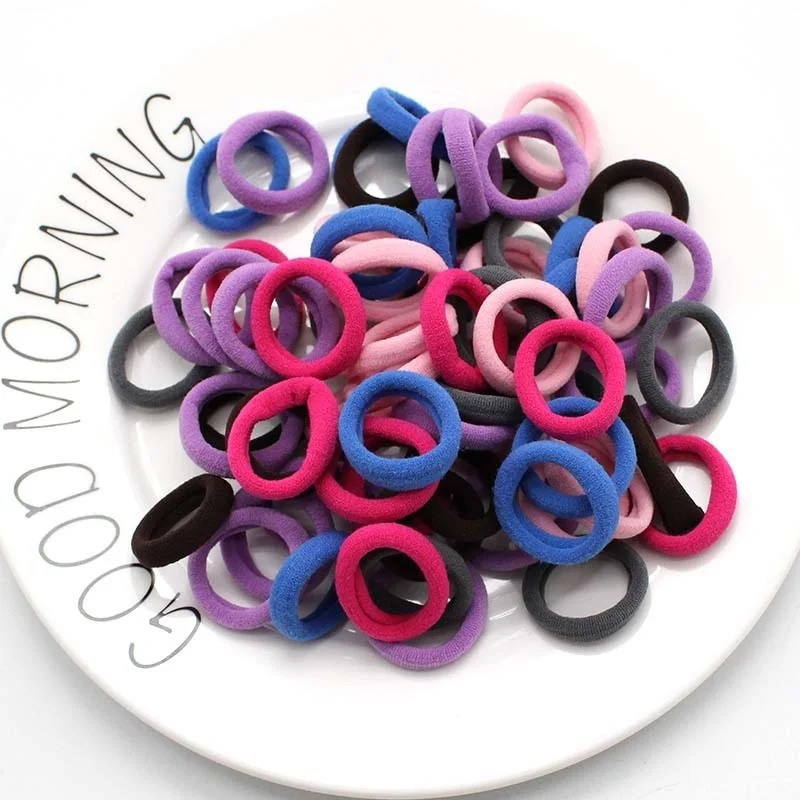 

50pc/lot Kids Candy Color Hair Rope Elastic Scrunchie Hair Bands Mini Hair Rings Rubber Band for Girls Princess Hair Accessories