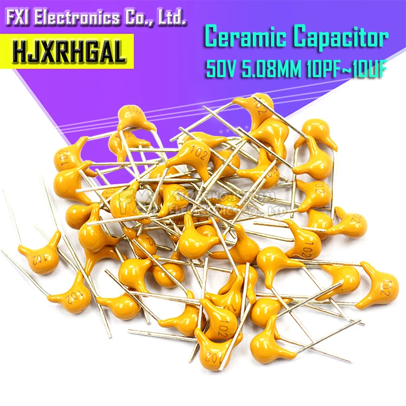 

100Pcs/lot 50V monolithic ceramic capacitor 10PF ~ 10UF 22PF 47NF 220NF 1NF 4.7UF 1UF 100NF 330NF 0.1UF 102 104 105 106 103