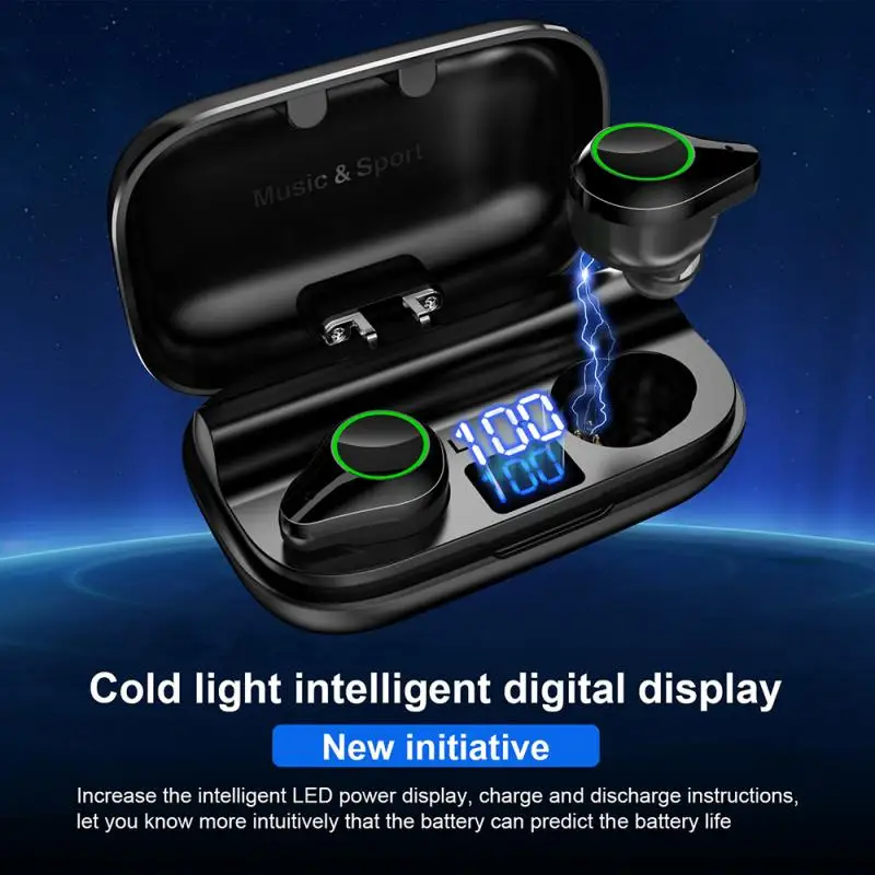 

2020 T8 Bluetooth 5.0 Headset TWS Digital earphones Metal In Ear Wireless Earphone UK