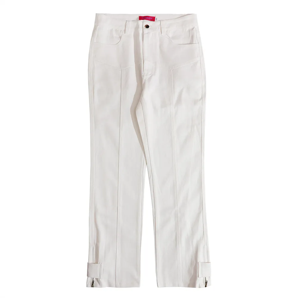 2021 Kpop Purple Number Embroidery Black Stylish Men Straight Jeans Trousers Ankle Zipper Simple Casual Women Baggy Denim Pants