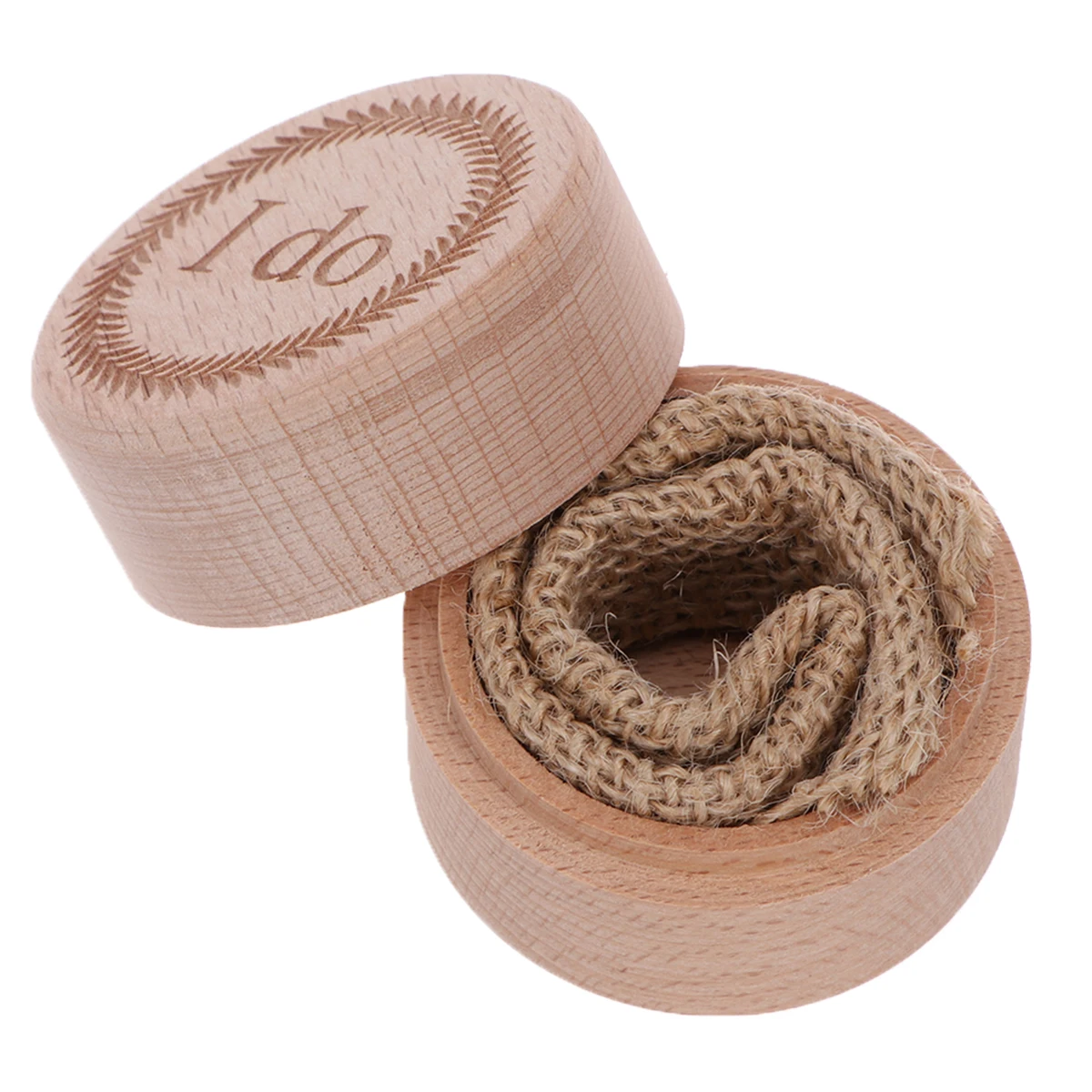 Винтаж деревянная круглая коробочка для кольца свадьбы Обручение деревенский