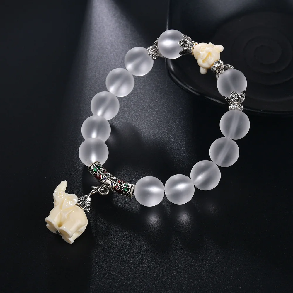 Браслет-цепочка женский в стиле ретро подвеска золотого слона из прозрачного