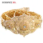 Женский пояс на талию Sunspicems, с кристаллами Кавказа, свадебная цепочка на живот, кафтан, цвет золото, серебро, свадебные украшения