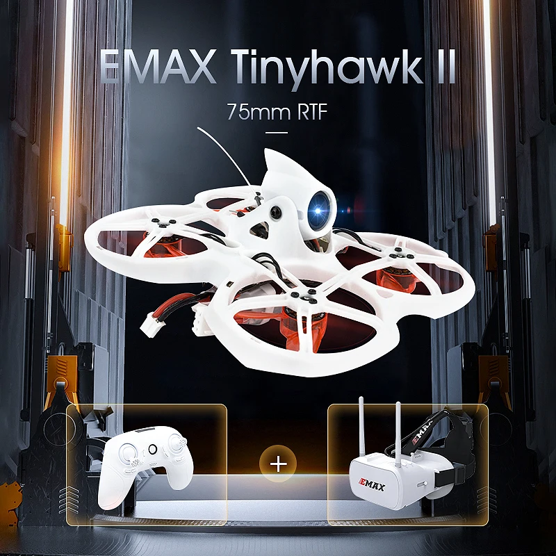 квадрокоптер emax tinyhawk ii 75 мм 1 2s whoop fpv rc bnf rtf w frsky d8 runc