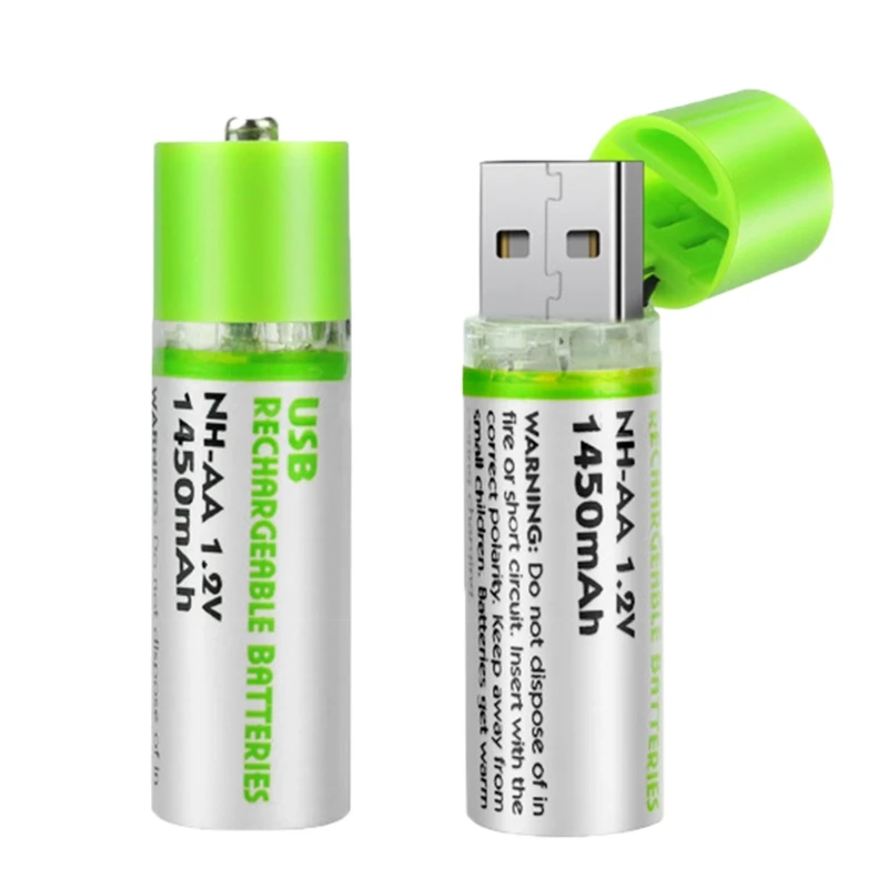 2pcs 1,2 V 600/1450 mAh USB AA перезаряжаемый аккумулятор NiMH для игрушек дистанционный Tourch 77UA