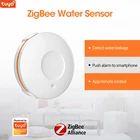 Tuya Zigbee датчик утечки воды, монитор уровня воды, беспроводной Zigbee умный дом детектор утечки воды, детектор наводнения сигнализации