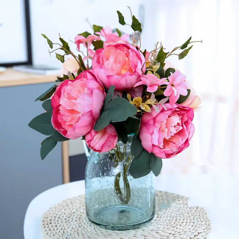 Искусственные цветы пиона с 11 головками букет осенних свадебных букетов