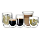 Набор из 2 или 6 шт. креативных термостойких стеклянных кофейных чашек с двойными стенками для чая, латте, эспрессо, кофейных кружек 80 мл200 мл