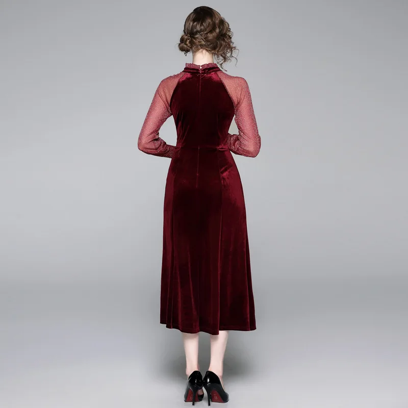 Женское платье с рукавами фонариками и воротником стойкой|Женские платья| |