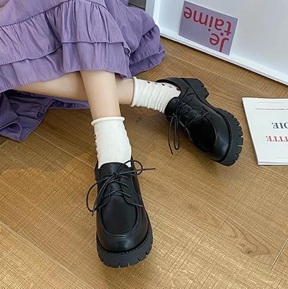 

British style Japanese small leather shoes women 2021 new student thick-soled platform platform women's thick heel single shoes