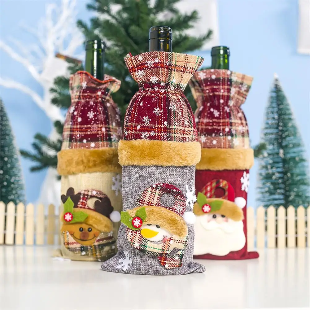 Рождественские упаковки для вина большой свитер на бутылку с изображениями